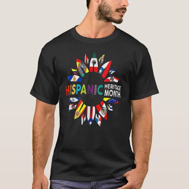 Camiseta Mes del patrimonio hispano Banderas Sunflower Lati (Anverso)
