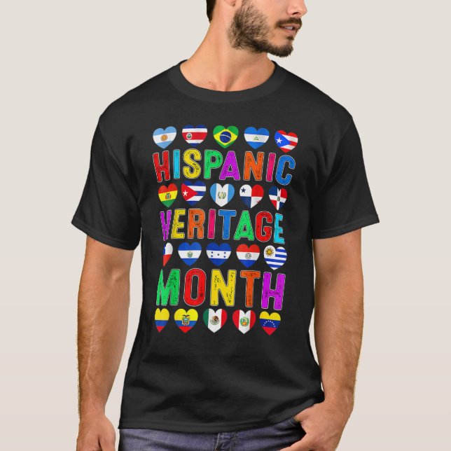 Camiseta Mes del patrimonio hispano Latino Todos los países (Anverso)