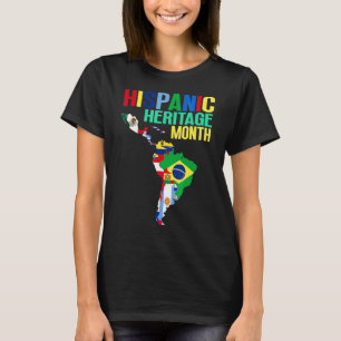 Camiseta Mes del patrimonio hispano Mapa de Banderas de paí