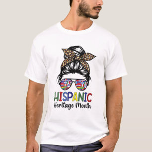 Camiseta Mes del patrimonio hispano Messy Bun Latina Woman 