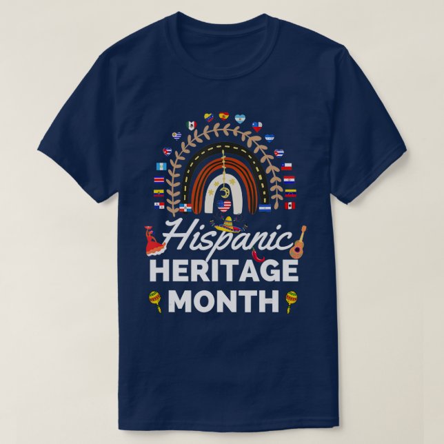 Camiseta Mes del Patrimonio Hispano Nacional Arcoiris Todo  (Diseño del anverso)