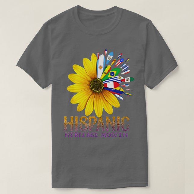 Camiseta Mes del Patrimonio Hispano Nacional Bandera Latina (Diseño del anverso)