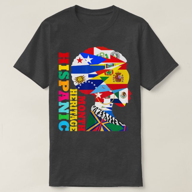 Camiseta Mes del patrimonio hispano Países Banderas Latinas (Diseño del anverso)