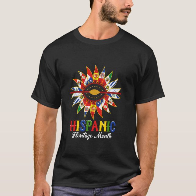 Camiseta Mes del patrimonio hispano, países hispanos marcan (Anverso)