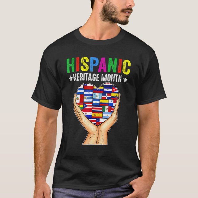 Camiseta Mes del Patrimonio Hispano Todos los Países Mano C (Anverso)