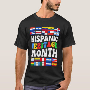 Camiseta Mes del patrimonio retro hispano en la bandera de