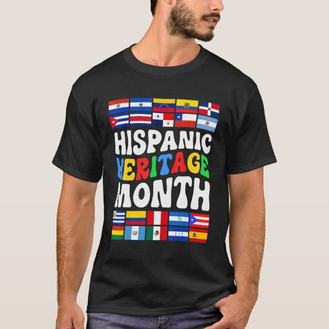Camiseta Mes del patrimonio retro hispano en la bandera de  (Anverso)