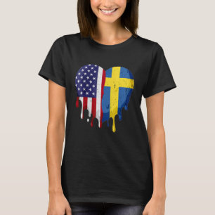 Camiseta Mes del Patrimonio Sueco Estadounidense Corazón de