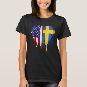 Camiseta Mes del Patrimonio Sueco Estadounidense Corazón de