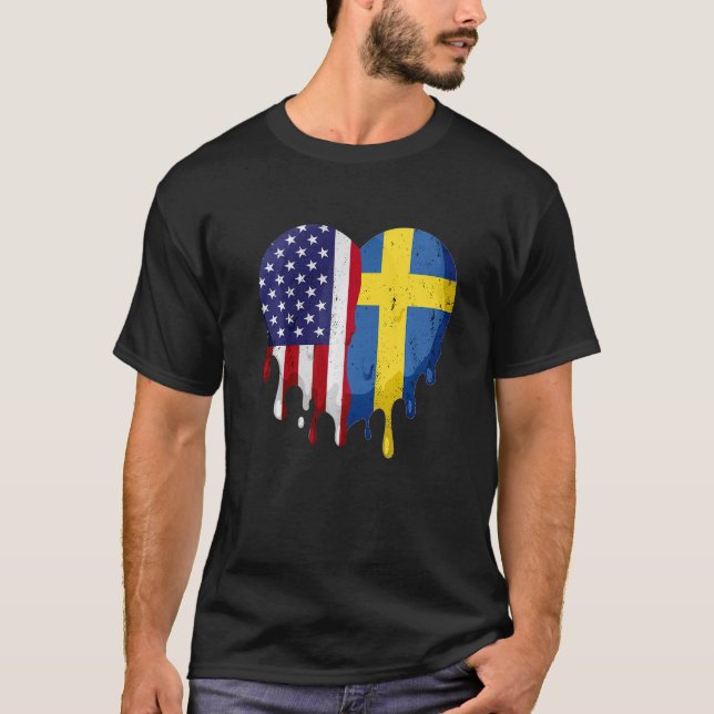 Camiseta Mes del Patrimonio Sueco Estadounidense Corazón de (Anverso)