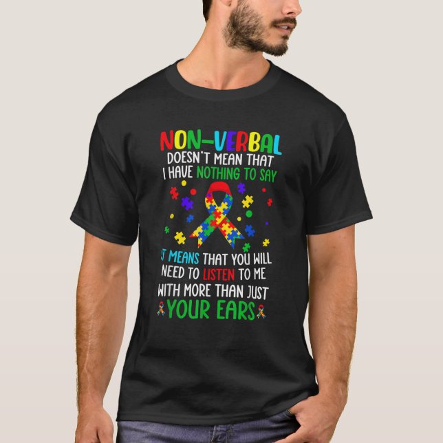 Camiseta Mes No Verbal De Conciencia Del Autismo Niños Auti (Anverso)
