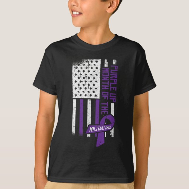 Camiseta Mes Púrpura Del Niño Militar Estadounidense Fla (Anverso)