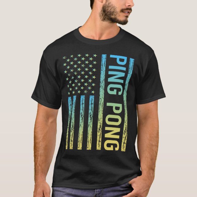 Camiseta Mesa de tenis de ping pong con bandera de gradient (Anverso)