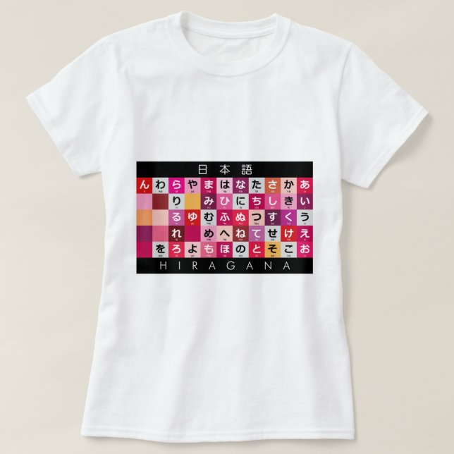 Camiseta Mesa Hiragana japonesa (Diseño del anverso)