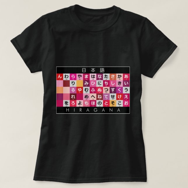 Camiseta Mesa Hiragana japonesa (Diseño del anverso)