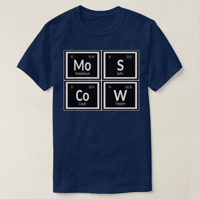 Camiseta Mesa periódica de la ciudad de Moscú sobre los ele (Diseño del anverso)
