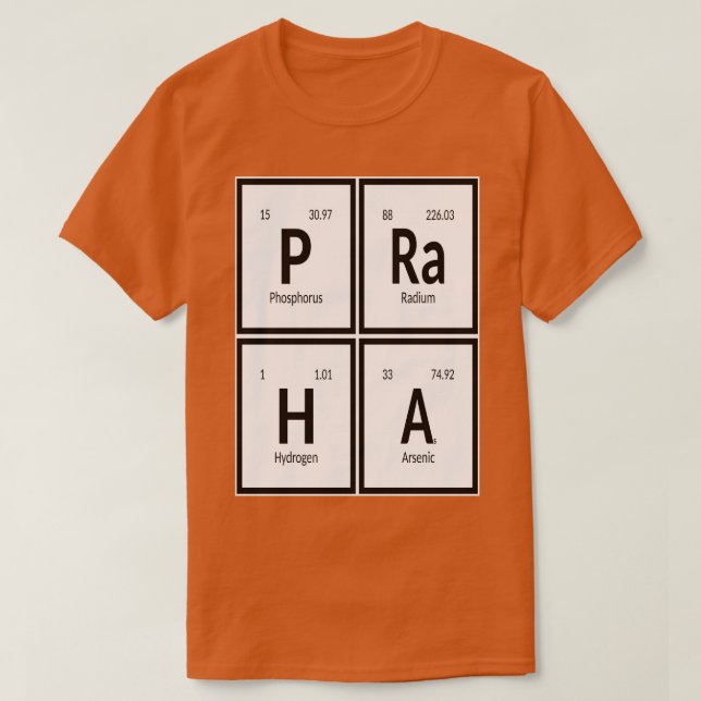 Camiseta Mesa Periódica de la Ciudad de Praha (Diseño del anverso)