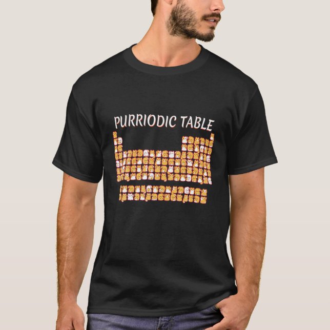 Camiseta MESA PURRIODICA Cuta Tabla Periódica De Gatos Pun  (Anverso)
