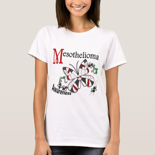 Camiseta Mesotelioma de la mariposa 2 del vitral (Anverso)
