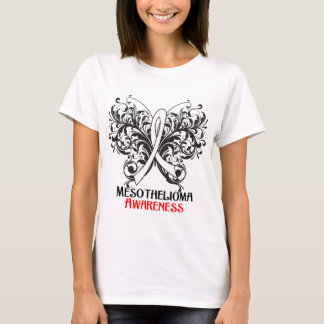 Camiseta Mesotelioma de mariposa Conciencia sobre el cáncer