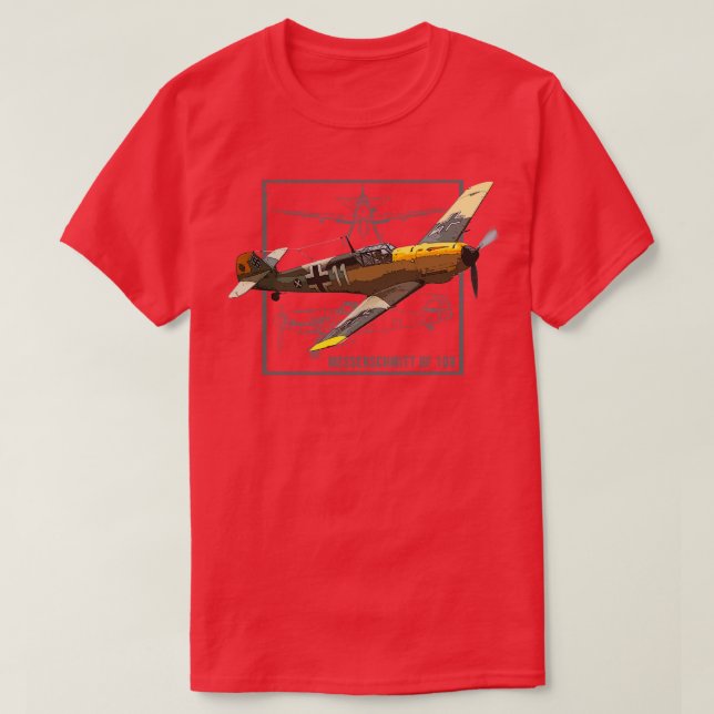Camiseta Messerschmitt BF 109 Avión de combate alemán WW2 (Diseño del anverso)