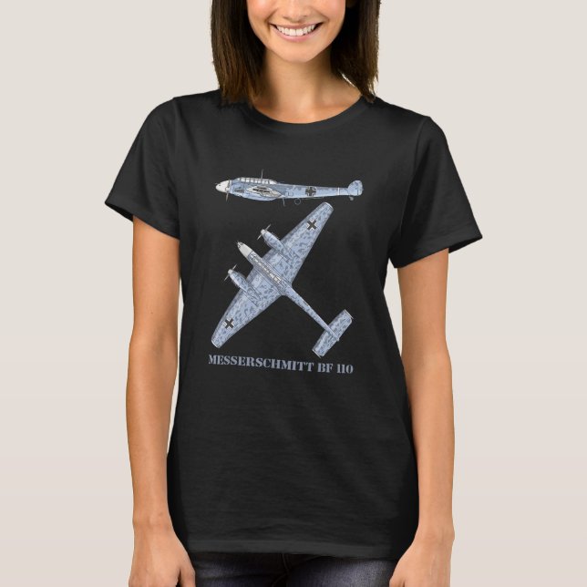 Camiseta Messerschmitt Bf 110 Pla, Bombardero alemán Ww2 (Anverso)