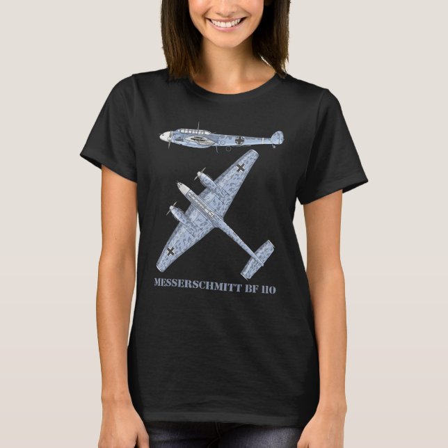 Camiseta Messerschmitt Bf 110 Pla, Bombardero alemán Ww2 (Anverso)