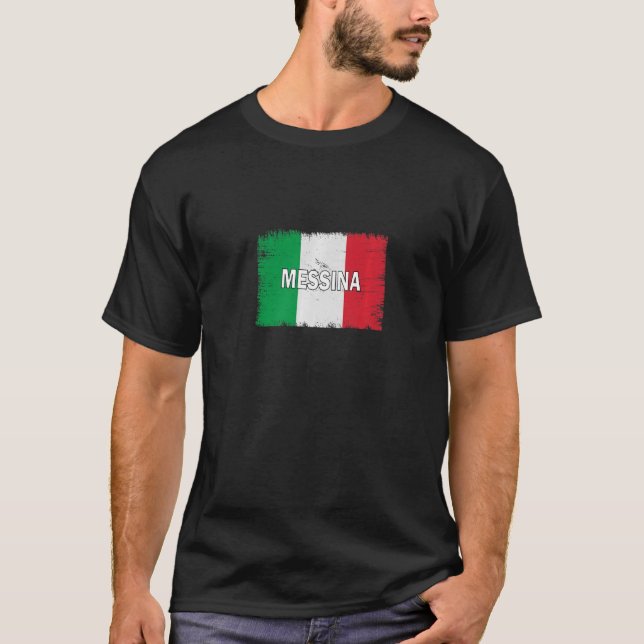 Camiseta Messina Italia Ciudad con bandera italiana (Anverso)