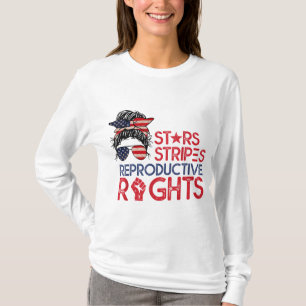 Camiseta Messy Bun Bandera Americana Pro Choice Star Stripe