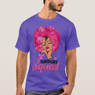 Camiseta Messy Bun Black Women Support Squad Breast Cancer
