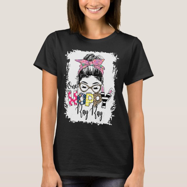 Camiseta Messy Bun Bunny One Hoppy Ray Leopard Happy Ea (Anverso)