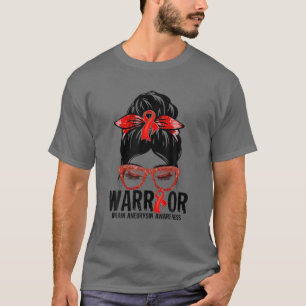 Camiseta Messy Bun Burgundy Ribbon Brain Aneurysm Warrior G