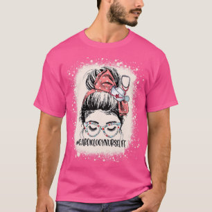 Camiseta Messy Bun Cardiología Enfermera Vida Médico Cardía