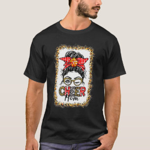 Camiseta Messy Bun Cheer Mamá animando a Mama Leopard Blea