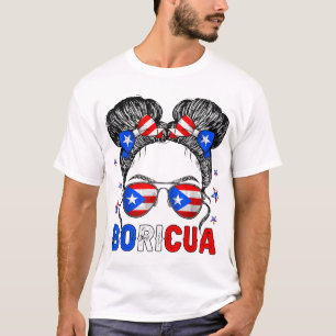 Camiseta Messy Bun Chica Boricua Puerto Rico Hispano