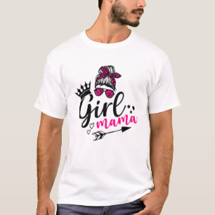Camiseta Messy Bun Chica Mama Leopard Pink Cute Heart Love