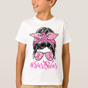 Camiseta Messy Bun Cinta rosada Leopardo Cáncer de Mama Gue