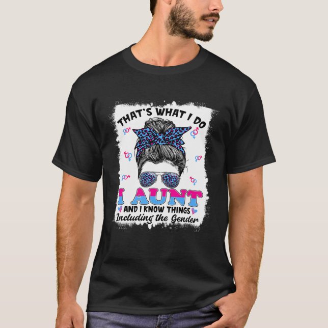 Camiseta Messy Bun Cute Auntie Keeper Of The Gender Reveal  (Anverso)