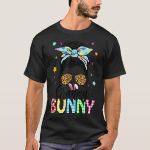 Camiseta Messy Bun Easter Eggs Bandana Bunny Granny Mujeres