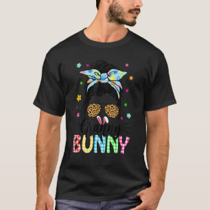 Camiseta Messy Bun Easter Eggs Bandana Bunny Granny Mujeres