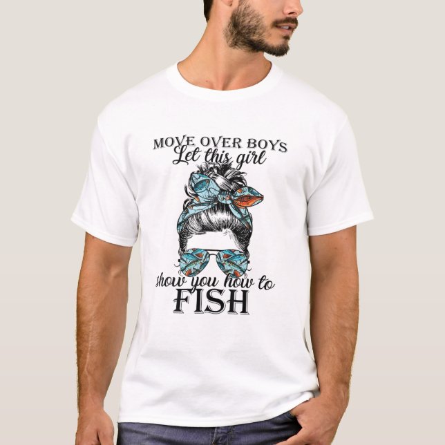 Camiseta Messy Bun Fishing Hair Don't Care Reel Girls Fish (Anverso)