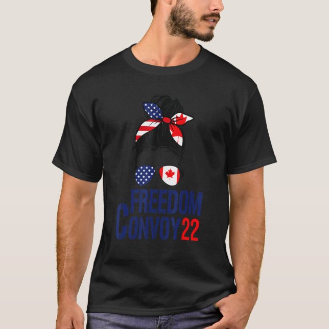 Camiseta Messy Bun Freedom Convoy 2022 Apoya a Canadian Tru (Anverso)