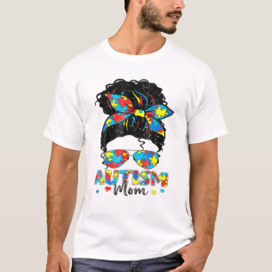 Camiseta Messy Bun Gafas de sol Bandana Autism Awareness Mo