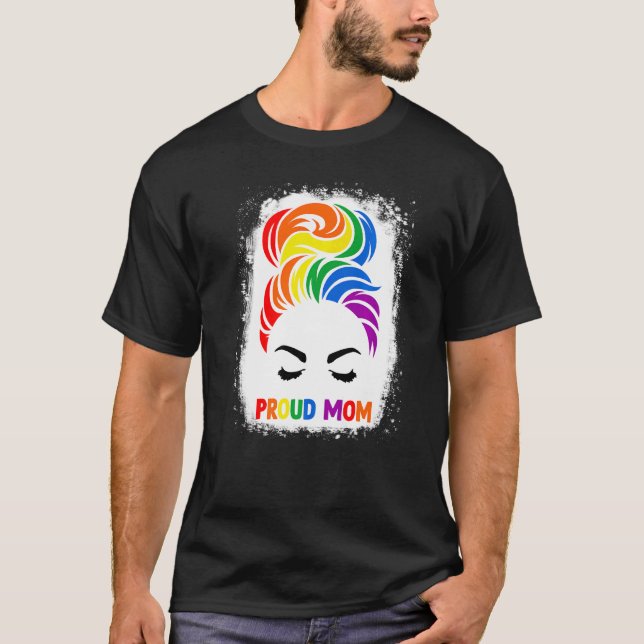 Camiseta Messy Bun Gay Orgullo Mamá Lgbt Lgbtq Madres M (Anverso)