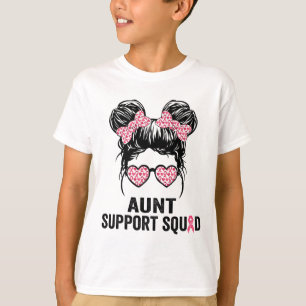 Camiseta Messy Bun Gles Tía Apoyo Escuadrón Cáncer de Mama