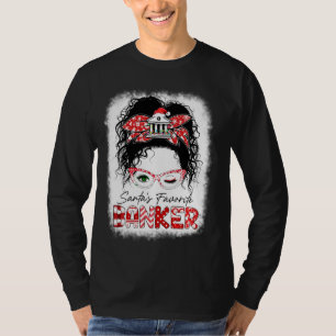 Camiseta Messy Bun Hair Árbol de Navidad Santa S Prohibició