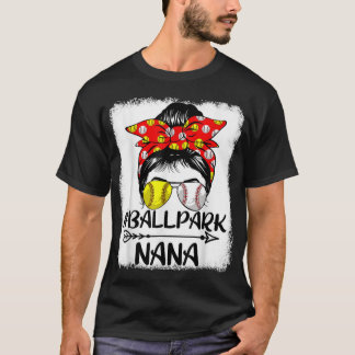 Camiseta Messy Bun Hair Ball Park Nana Softball Baseball Mo
