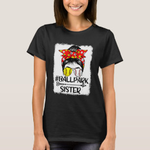 Camiseta Messy Bun Hair Ballpark Sister Softball Baseball M