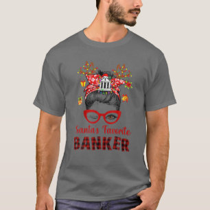 Camiseta Messy Bun Hair - Banquero favorito de Navidad Tree