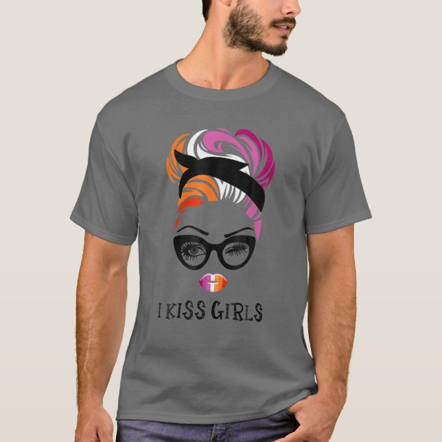 Camiseta Messy Bun Hair besé a Chicas Mamá Lluvia Lésbica L (Anverso)